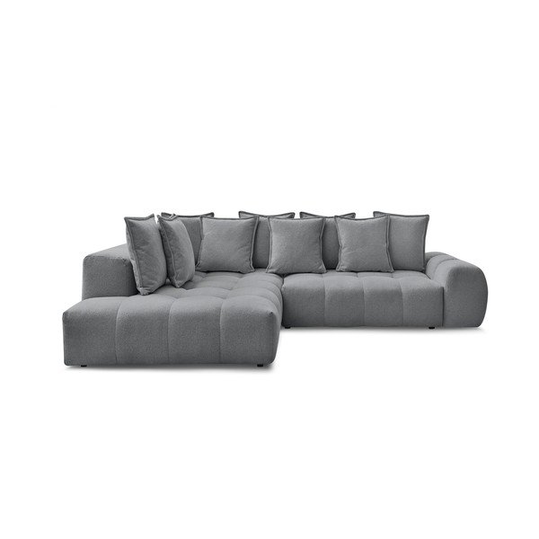 Ciemnoszary rozkładany/ze schowkiem narożnik z tkaniny szenilowej (lewostronny/w kształcie litery L) Everest – Bobochic Paris