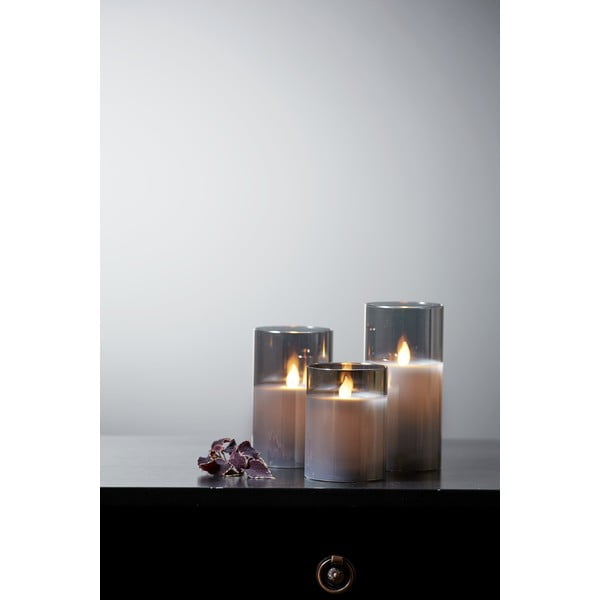 Szara woskowa świeca LED w szkle Star Trading M-Twinkle, wys. 15 cm-image-4