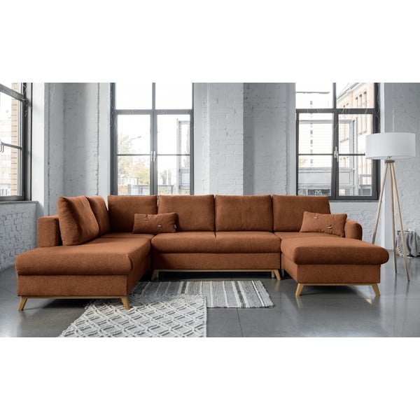 Ceglasta rozkładana sofa w kształcie litery "U" Miuform Scandic Lagom, lewostronna-image-1