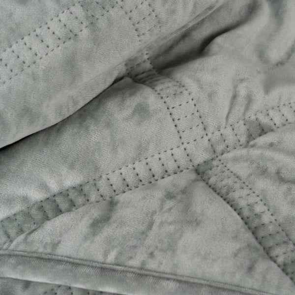 Szarozielona aksamitna narzuta pikowana 230x260 cm – Ixia-image-2