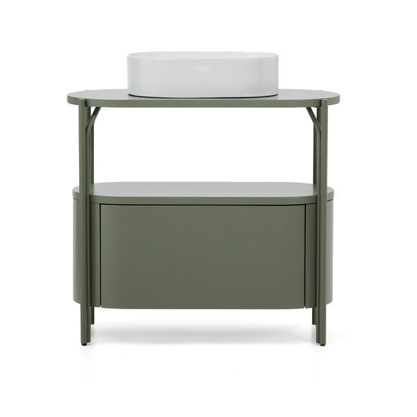 Zielona szafka pod umywalkę 90x81 cm Arely – Kave Home-image-3