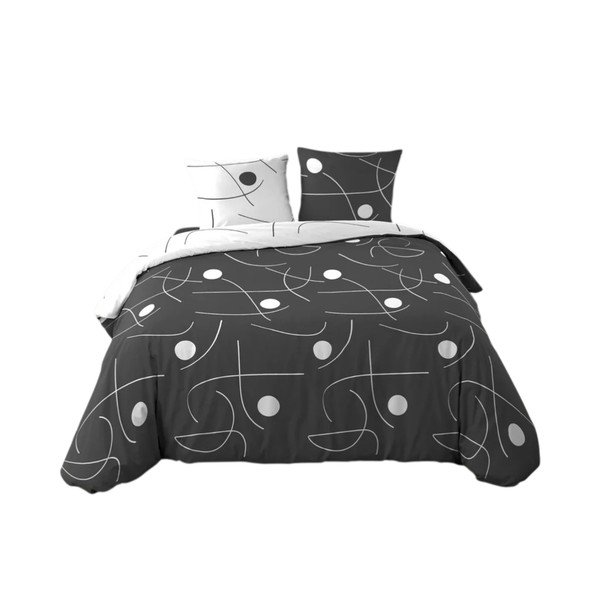 Biała/ciemnoszara pościel dwuosobowa z mikrowłókna 3-częściowa 240x220 cm Sonate – douceur d'intérieur