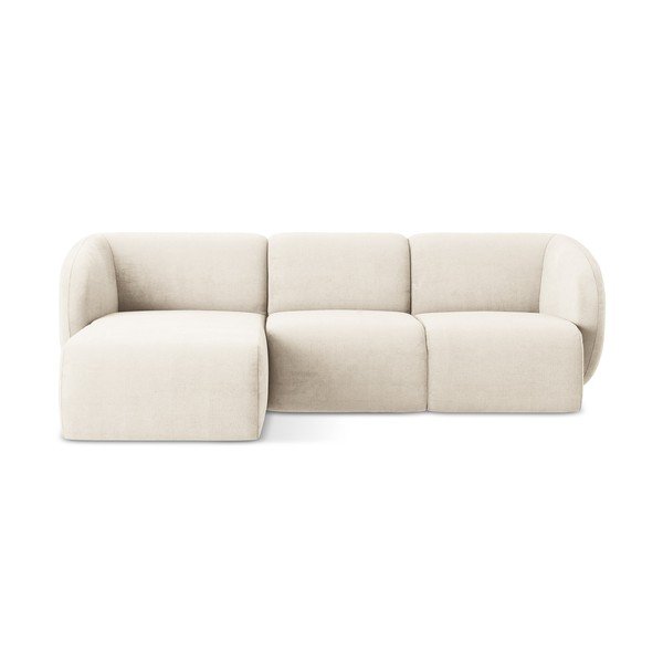 Beżowy narożnik z tkaniny szenilowej (lewostronny/z szezlongiem) Lani – Makamii