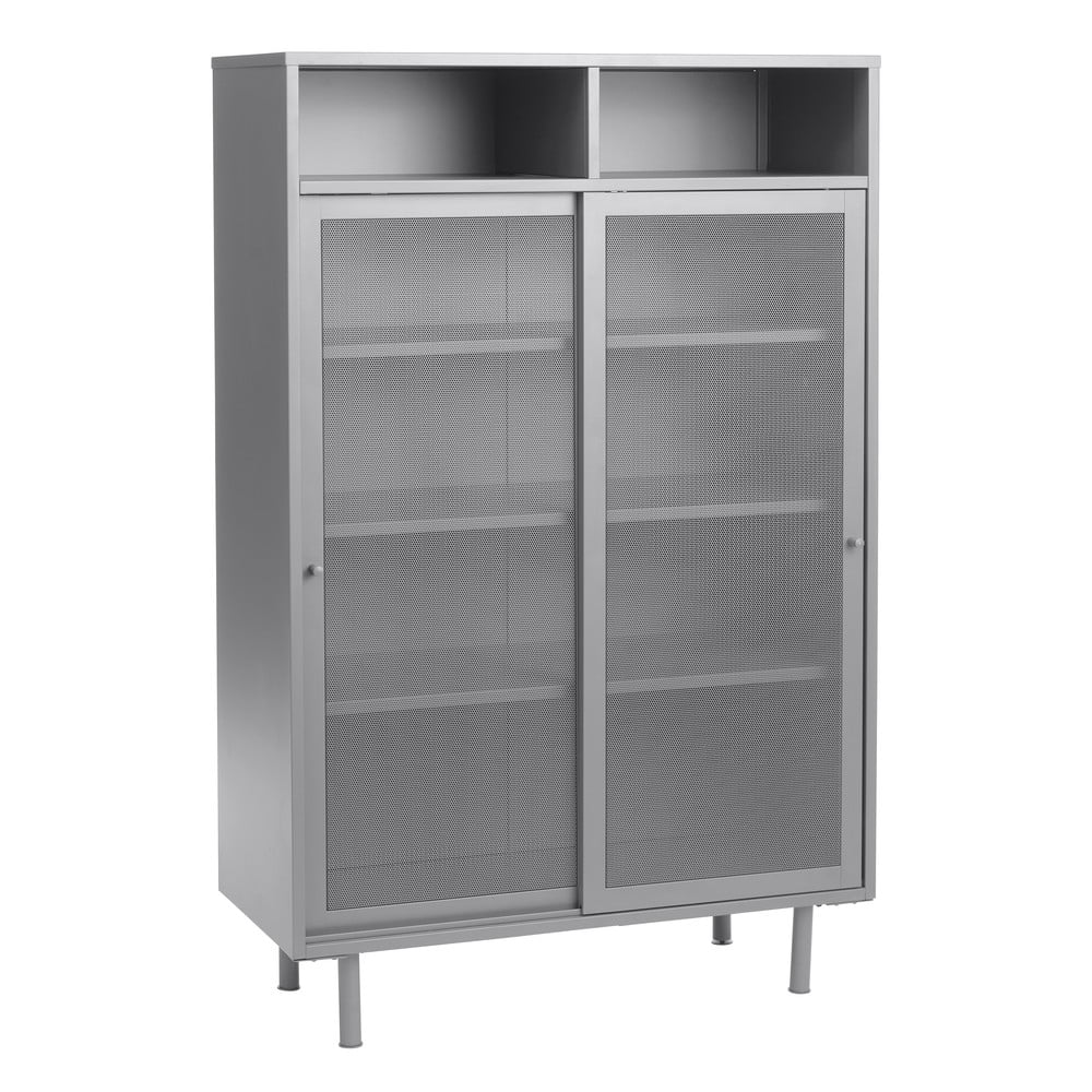 Szara metalowa szafka z drzwiami przesuwnymi 90x140x40 cm Veep – Unique Furniture (zdjęcie 6)