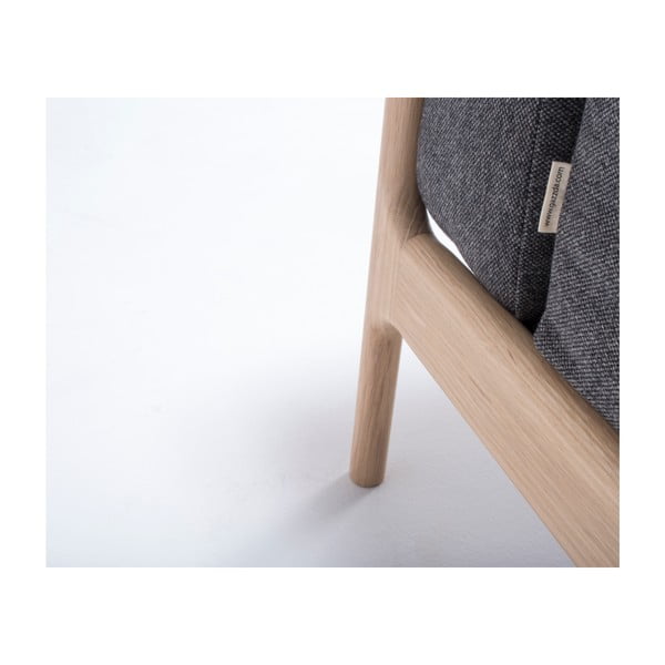 Fotel z konstrukcją z drewna dębowego z ciemnoszarą tekstylną poduszką Gazzda Fawn-image-4