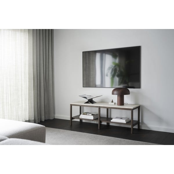 Brązowo-beżowa konsola z kamiennym blatem 140x40 cm Orwel – Rowico-image-1