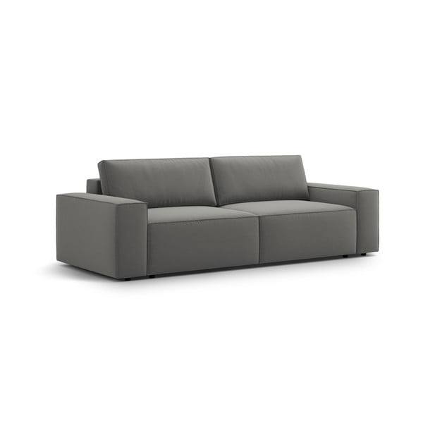 Jasnoszara aksamitna rozkładana/ze schowkiem sofa 247 cm Jodie – Micadoni -image-3