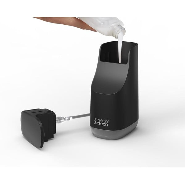Czarny plastikowy dozownik do mydła 350 ml Slim – Joseph Joseph-image-1