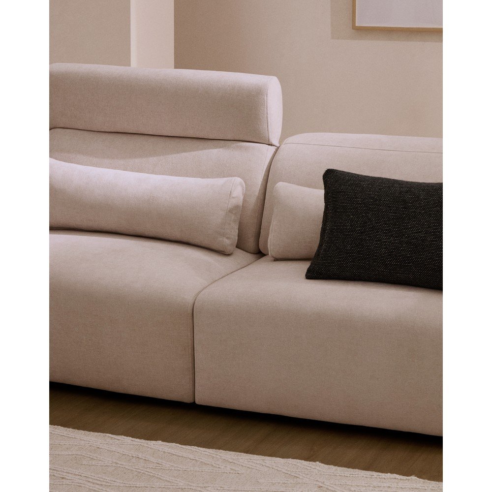 Beżowa częściowo rozkładana/rozkładana sofa z tkaniny szenilowej z szezlongiem 335 cm Lares – Kave Home (zdjęcie 9)