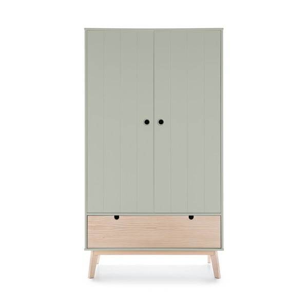 Zielona szafa dziecięca z nogami z drewna sosnowego Marckeric Kiara-image-2