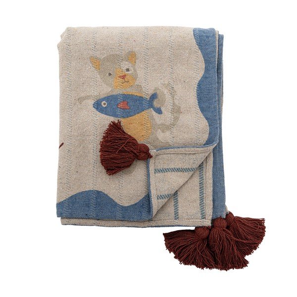 Koc dziecięcy z bawełny z recyklingu w naturalnym kolorze 130x160 cm Mille – Bloomingville Mini