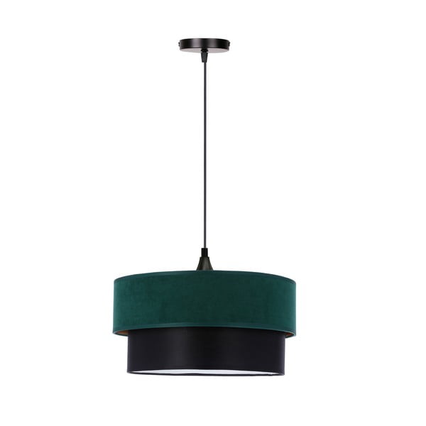 Morsko-czarna lampa wisząca z tekstylnym kloszem ø 35 cm Solanto – Candellux Lighting