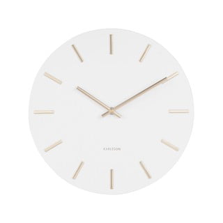 Biały zegar ścienny ze wskazówkami w kolorze złota Karlsson Charm, ø 30 cm