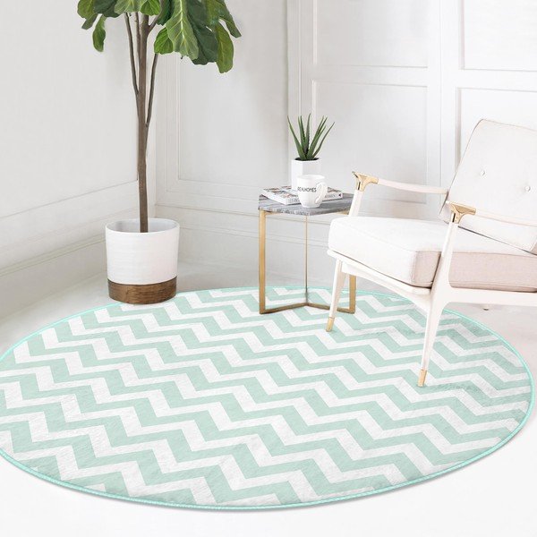 Miętowy okrągły dywan odpowiedni do prania i robotów sprzątających ø 100 cm Comfort – Mila Home-image-2