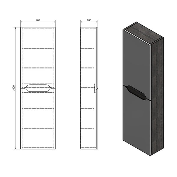 Biała szafka łazienkowa w dekorze drewna egzotycznego 40x140 cm Wave – Sapho-image-2