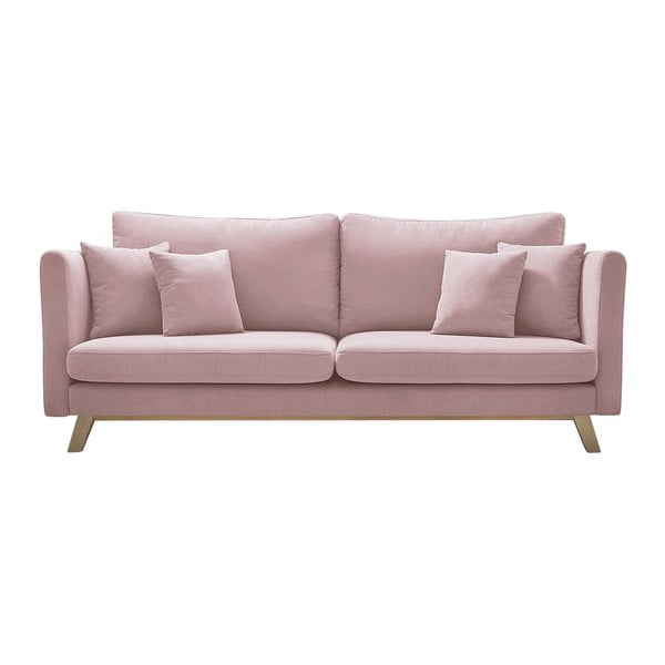 Różowa rozkładana sofa Bobochic Paris Triplo