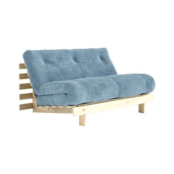 Jasnoniebieska sztruksowa rozkładana sofa 140 cm Roots – Karup