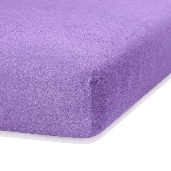 Fioletowe elastyczne prześcieradło dwuosobowe AmeliaHome Ruby Purple, 220-240x220 cm-image-1