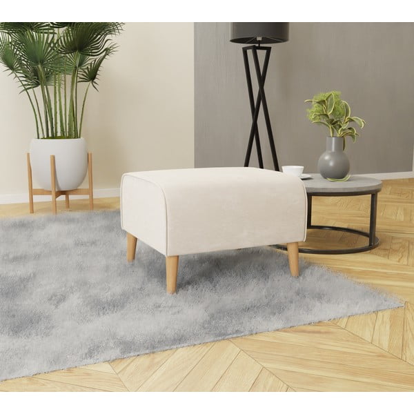 Kremowy aksamitny podnóżek Carole – Ropez-image-2