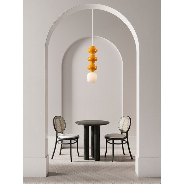 Biała/pomarańczowa lampa wisząca ceramiczna ze szklanym kloszem ø 18 cm Clio – Nova Luce-image-4
