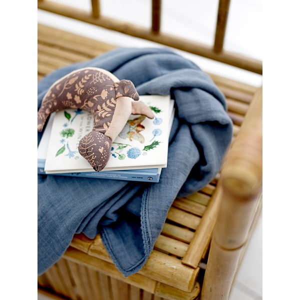 Ciemnoniebieski bawełniany koc dziecięcy 100x80 cm Muslin − Bloomingville Mini-image-2