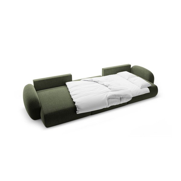 Zielony rozkładany/ze schowkiem narożnik z tkaniny szenilowej (w kształcie litery U) Tonale – Cosmopolitan Design-image-3