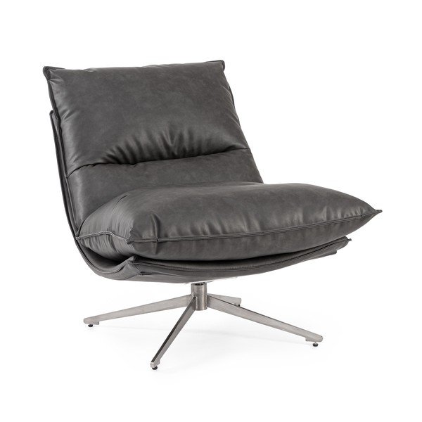 Ciemnoszary fotel ze schowkiem z imitacji skóry Alanez – Bizzotto