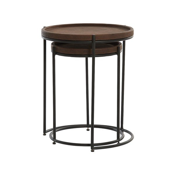 Okrągłe skórzane stoliki zestaw 2 szt. ø 53 cm Jairo – Light & Living-image-2