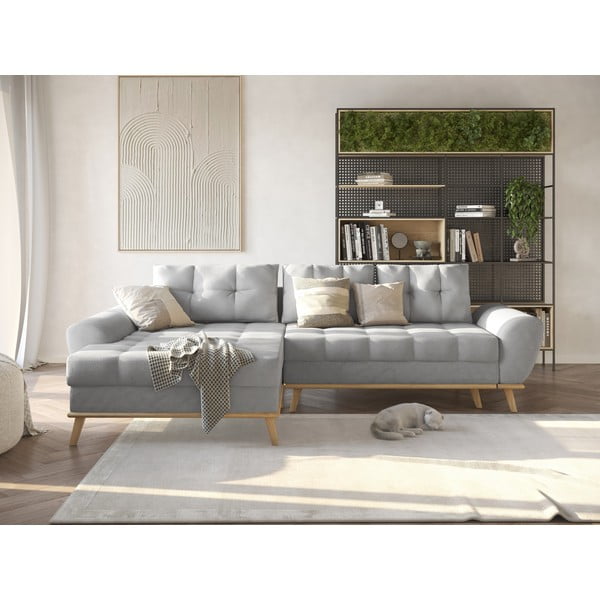 Jasnoszary rozkładany narożnik (lewostronny) Balitco – Ropez-image-1