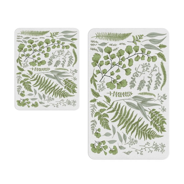 Biało-zielone dywaniki łazienkowe zestaw 2 szt.  – Oyo Concept