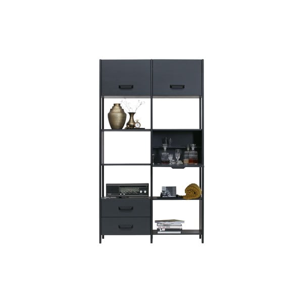 Czarny drewniany regał z 4 szufladami BePureHome-image-4