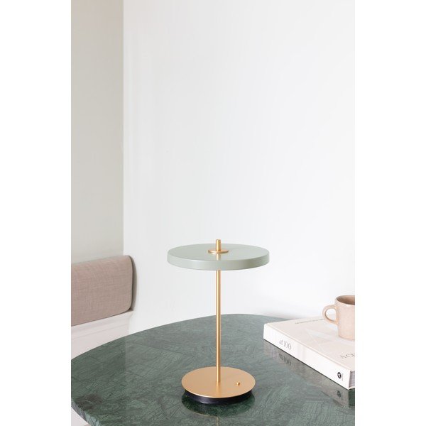 Jasnozielona lampa stołowa LED ze ściemniaczem i metalowym kloszem (wysokość 31 cm) Asteria Move – UMAGE-image-1