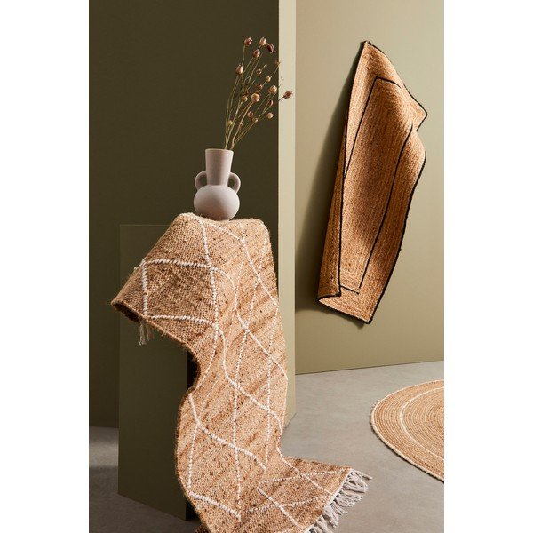 Biały/w naturalnym kolorze dywan z juty tkany ręcznie 70x140 cm Shaila – Bizzotto-image-1