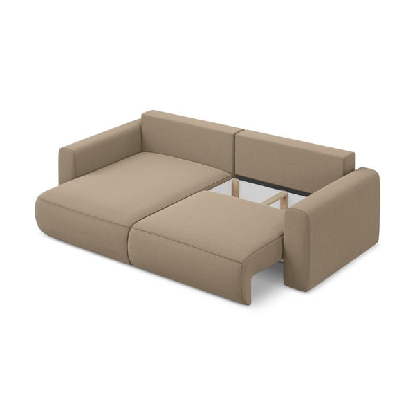 Jasnobrązowy aksamitny rozkładany/ze schowkiem narożnik (lewostronny/z szezlongiem) Kapua – Makamii-image-4