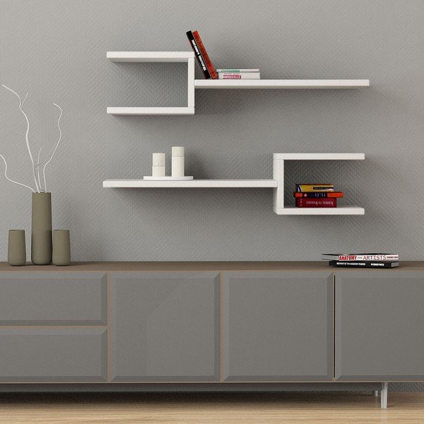 Zestaw 2 białych półek Fork-image-1