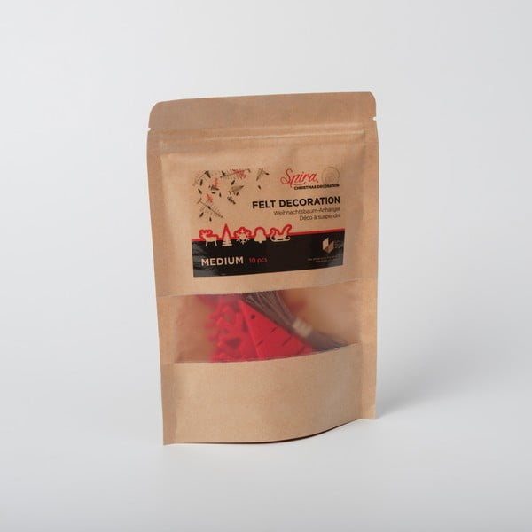 Zestaw 10 czerwonych filcowych ozdób świątecznych Spira Medium-image-4