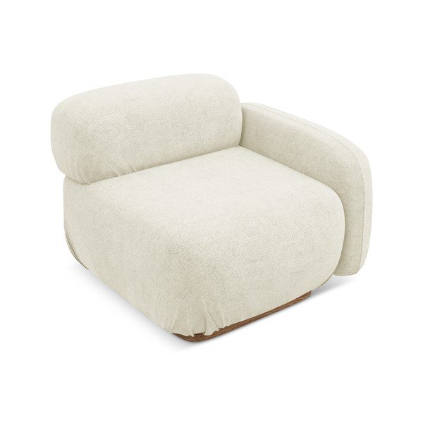 Kremowy moduł sofy z materiału bouclé (prawostronny) Ailani – Makamii-image-1