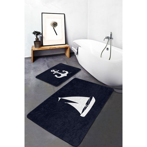 Ciemnoniebieskie dywaniki łazienkowe zestaw 2 szt. 60x100 cm – Mila Home-image-3