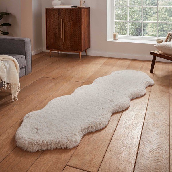 Kremowy syntetyczny chodnik 60x180 cm Super Teddy – Think Rugs-image-1