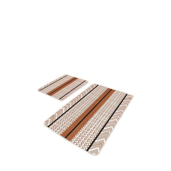 Biało-brązowe dywaniki łazienkowe zestaw 2 szt. 60x100 cm – Mila Home