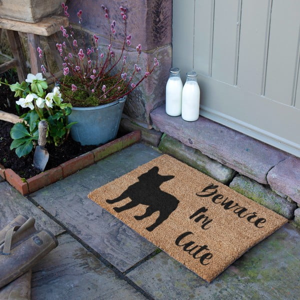 Wycieraczka z włókna kokosowego 40x60 cm Beware I'm Cute French Bulldog – Artsy Doormats-image-3