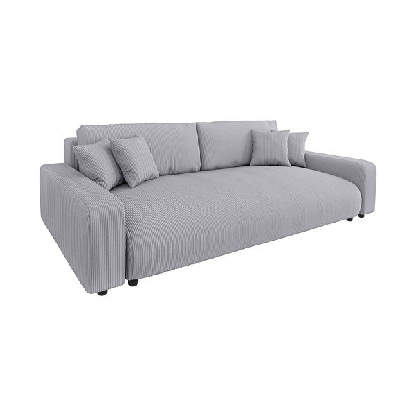Jasnoszara sztruksowa rozkładana sofa ze schowkiem 234 cm Sara – Ropez