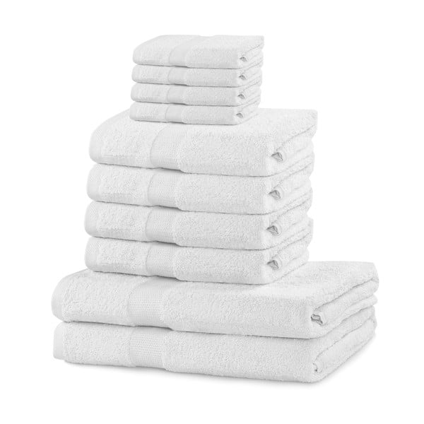 Białe ręczniki bawełniane i ręczniki kąpielowe w zestawie 10 szt. Marina - DecoKing