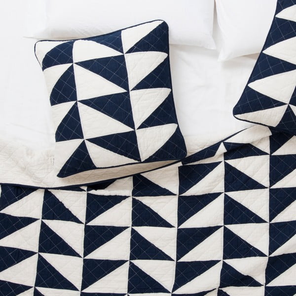 Niebiesko-biała poszewka na poduszkę Pyramide Azul, 60x60 cm-image-1