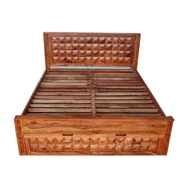 Łóżko dwuosobowe z palisandru ze schowkiem Massive Home Roxy, 160x200 cm