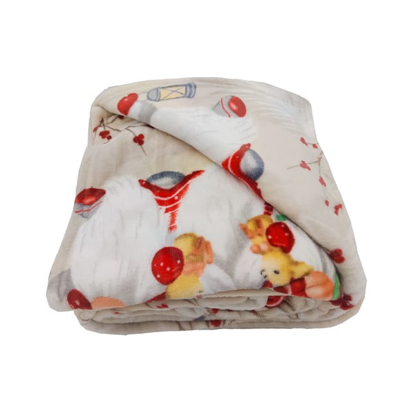 Kremowy koc ze świątecznym motywem z mikropluszu 150x200 cm Goblin – My House-image-2