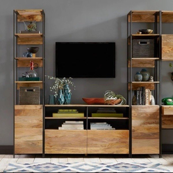 Regał z litego drewna mango Massive Home Jenny, szer. 45 cm-image-1