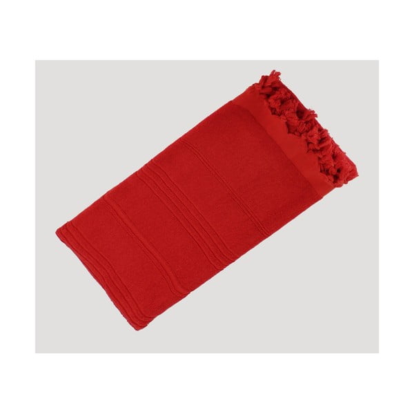 Czerwony ręcznik kąpielowy tkany ręcznie z wysokiej jakości bawełny Homemania Turkish Hammam, 90 x 180 cm