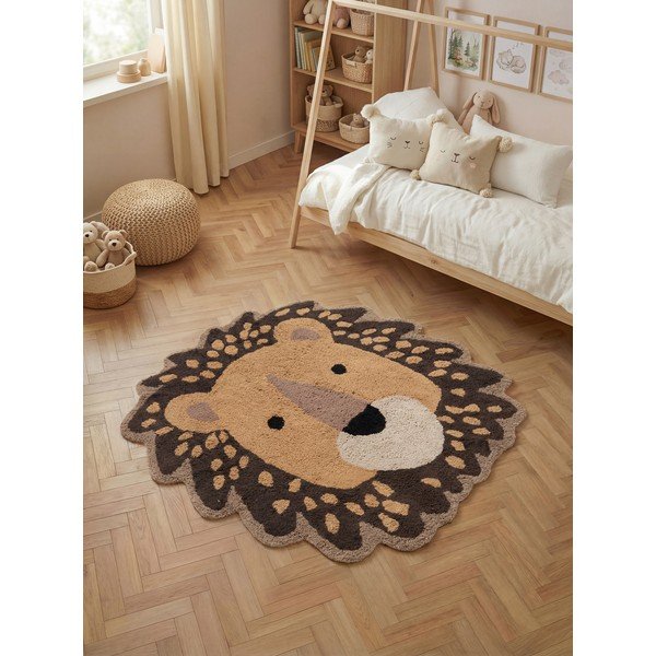 Pomarańczowy/brązowy bawełniany dywan dziecięcy odpowiedni do prania/tkany ręcznie 120x125 cm Snuggle Roary – Hanse Home-image-1