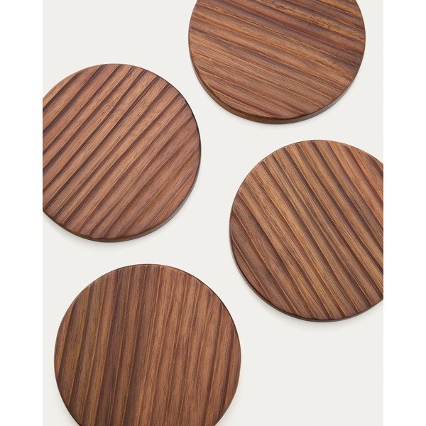 Drewniane podkładki w ciemnym naturalnym kolorze zestaw 4 szt. Rommu – Kave Home-image-4